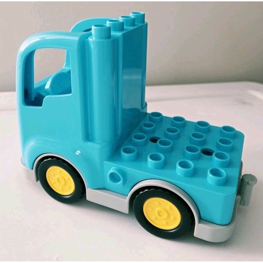 Lego Duplo ABC Blue Truck Cab Flat Bed Gray Base With Hitch